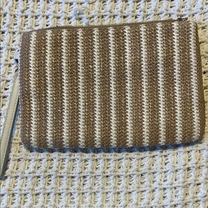 Striped Tan and White Clutch
